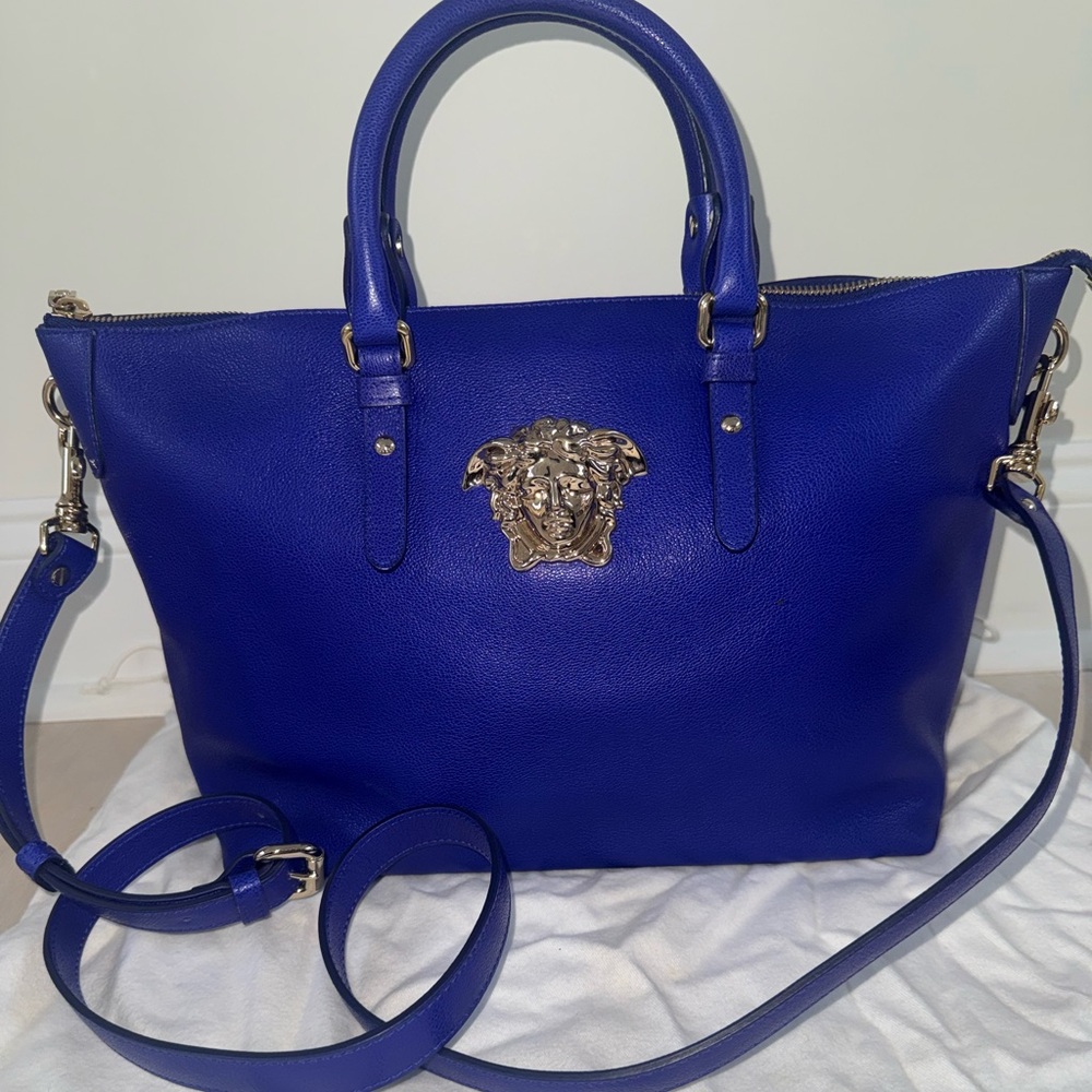 Versace Indigo Blue Medusa Leather Bag